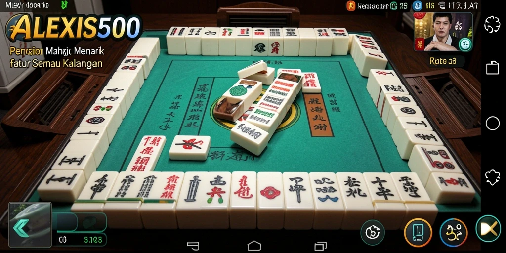 Tangkapan layar ALEXIS500 yang menampilkan gameplay Mahjong yang menarik.
