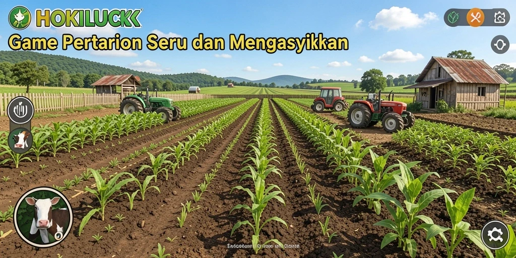 Gameplay seru HOKILUCK dengan pertanian yang beragam.