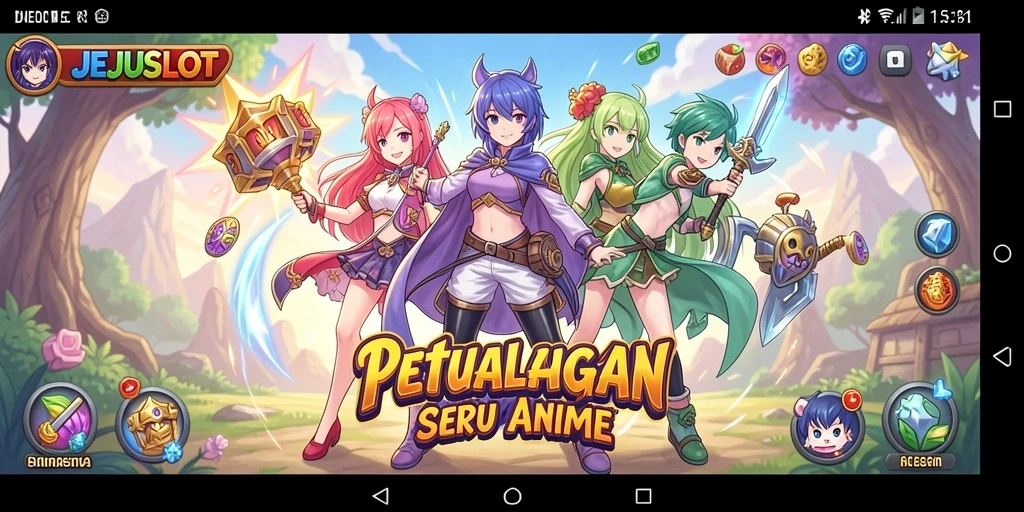 Tampilan gameplay seru di JEJUSLOT dengan karakter anime.