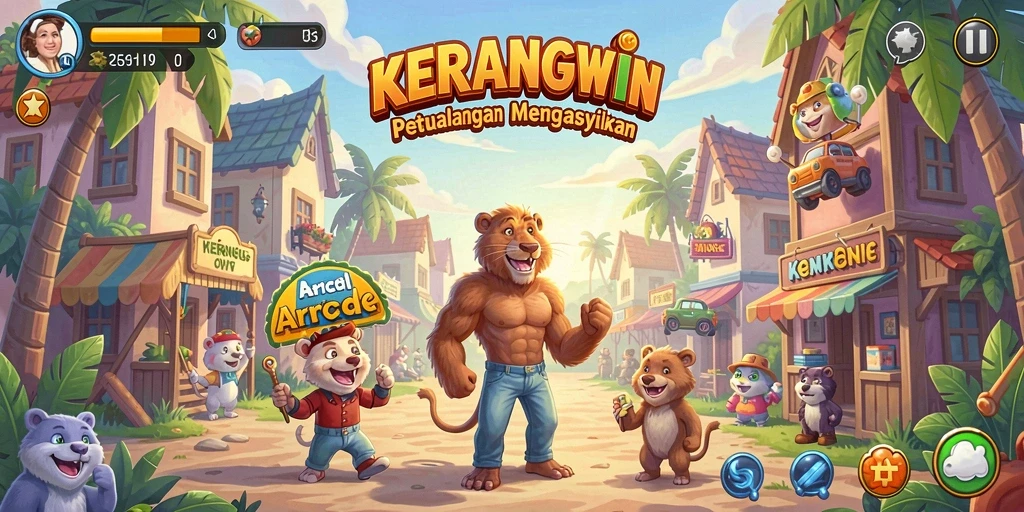 Gameplay seru KERANGWIN dengan grafis warna-warni.