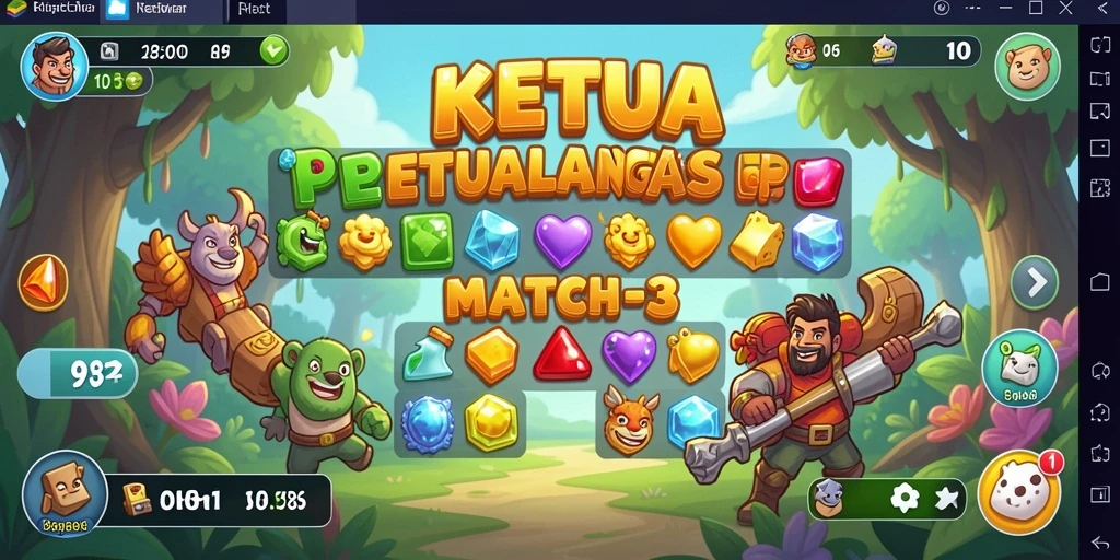 Tampilan gameplay KETUA dengan kombinasi warna-warni yang menawan.