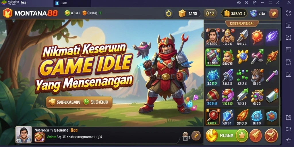 Screenshot utama MONTANA88 menampilkan gameplay Idle yang seru dan imersif.