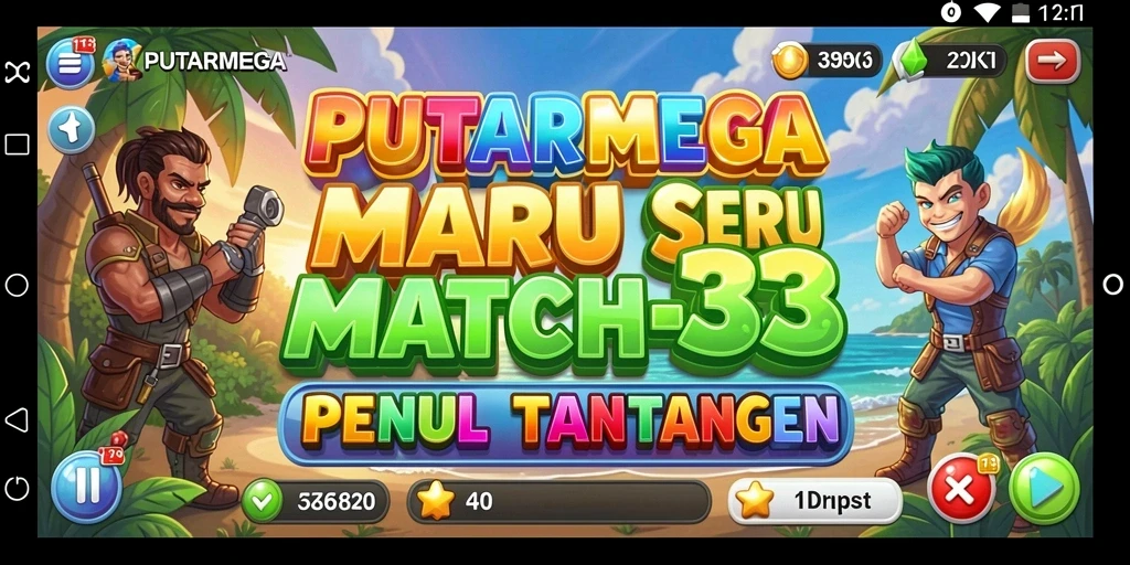 Tampilan gameplay PUTARMEGA dengan keseruan mencocokkan elemen.