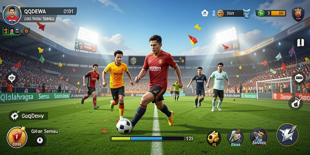 Tampilan gameplay seru dalam QQDEWA yang menggambarkan pertandingan olahraga.
