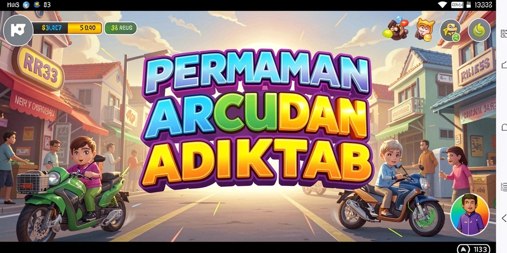 Tampilan gameplay seru dari game Arcade RR33 yang penuh warna.