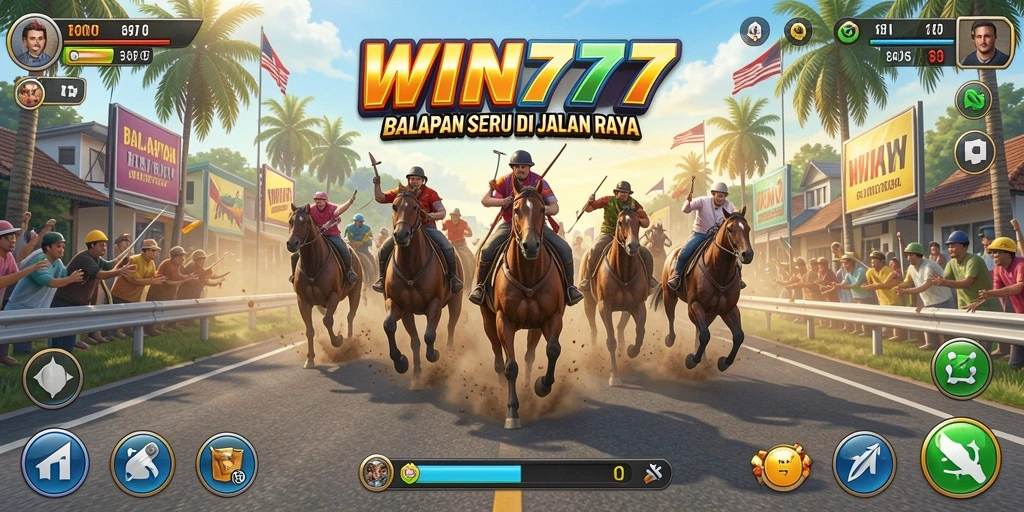 Tampilan gameplay WIN777 saat balapan di trek yang menarik.