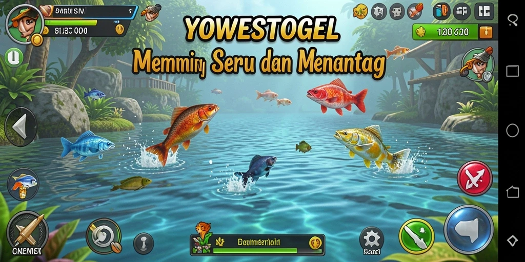 Screenshot utama YOWESTOGEL menampilkan serunya gameplay memancing.