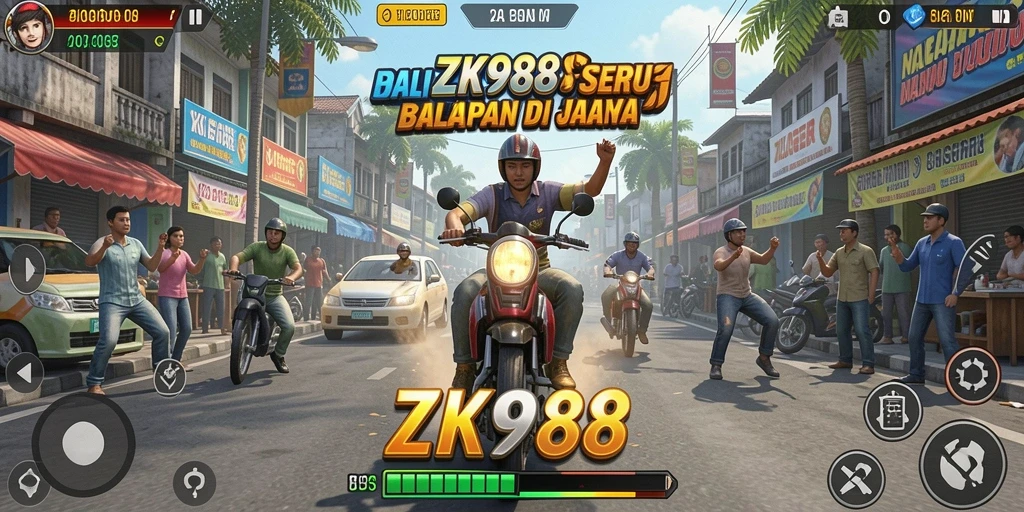 Gameplay ZK988 dengan balapan mendebarkan dan mobil yang beragam.